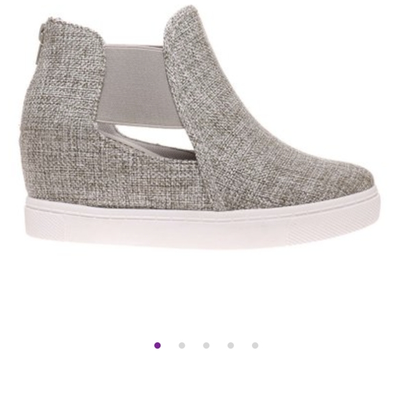 Gray Hide Cut-Out Zip Wedge Sneaker - Women - Picture 4 of 5